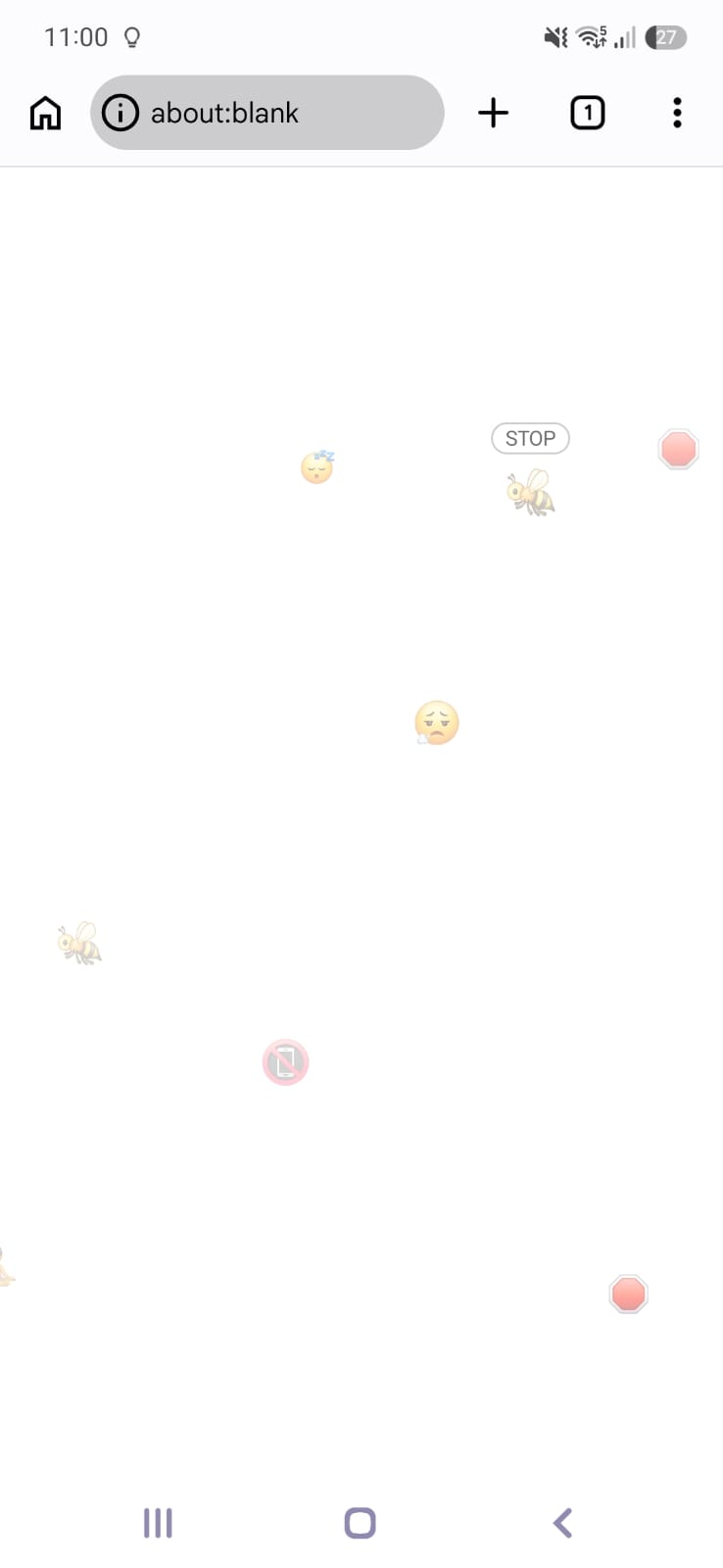 Emojis transparentes e botões STOP sobre o navegador, depois do limite.